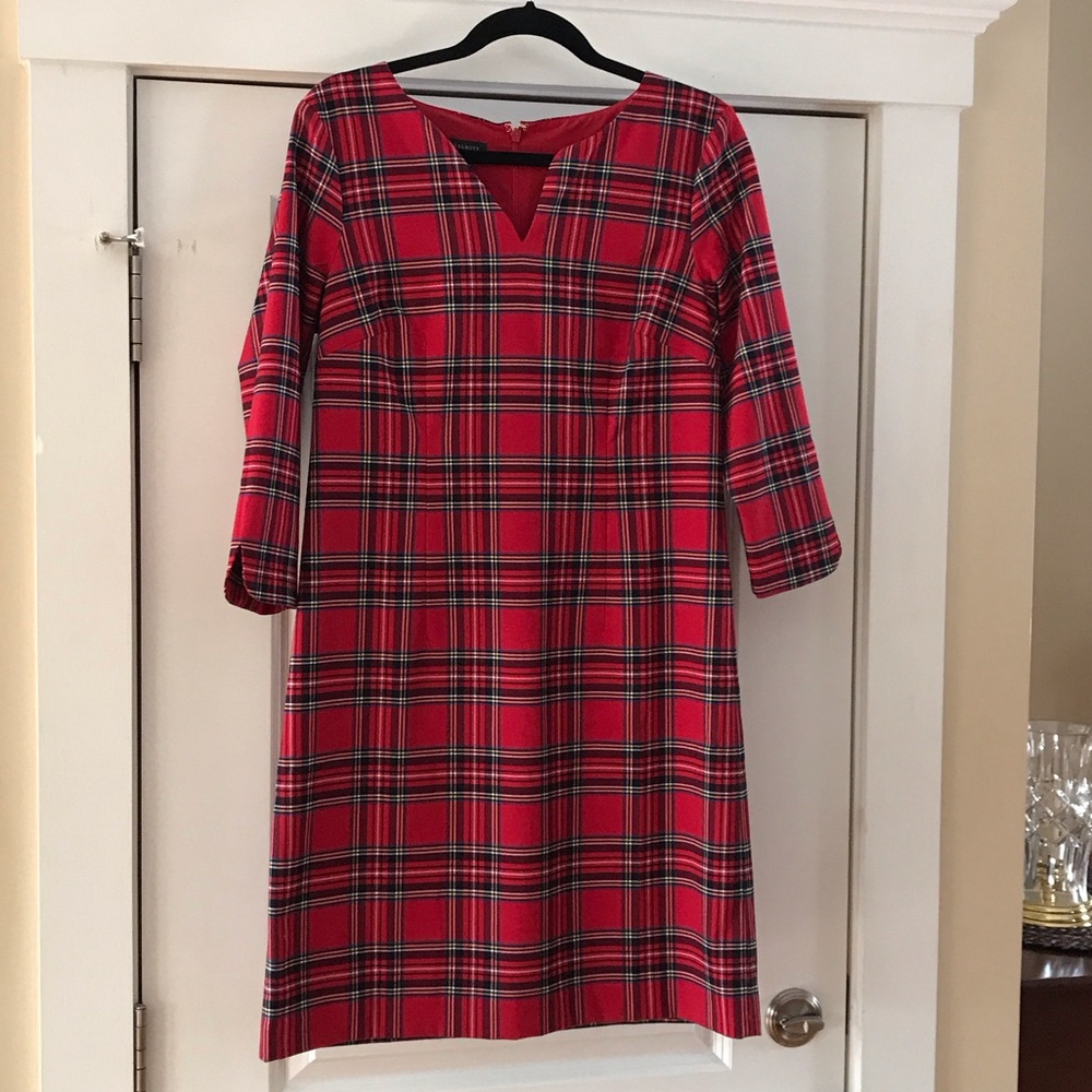 🧣EUC Talbots Red Plaid Shift Dress. Fully lined Sz 6 🧣